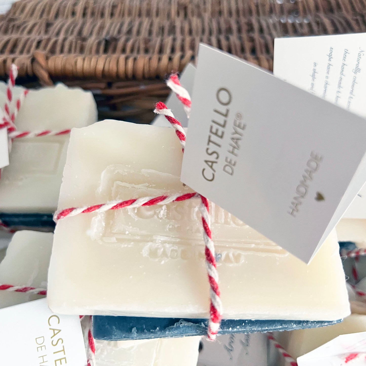 Mixed bundles of Castello de Haye Soap in a basket