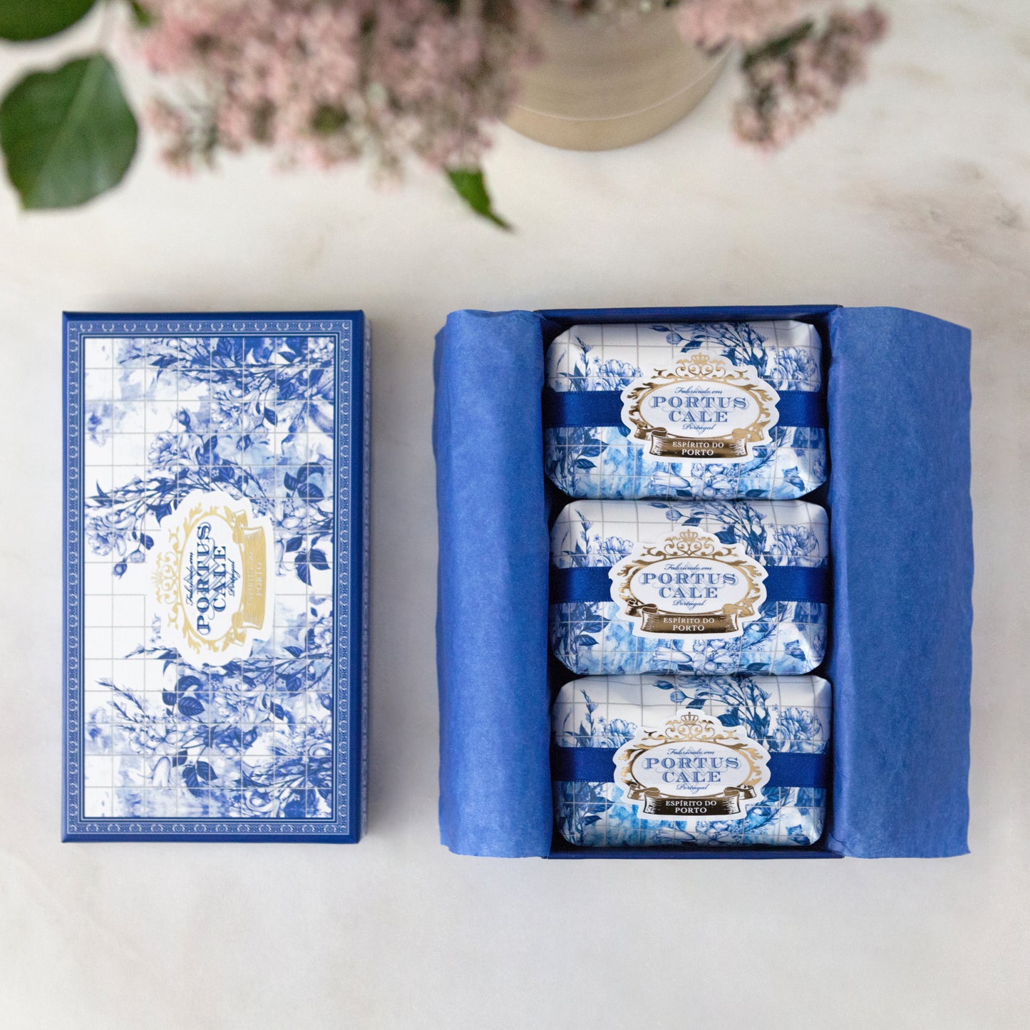 Portus Cale, Gold & Blue Soap set, 3 x 150g