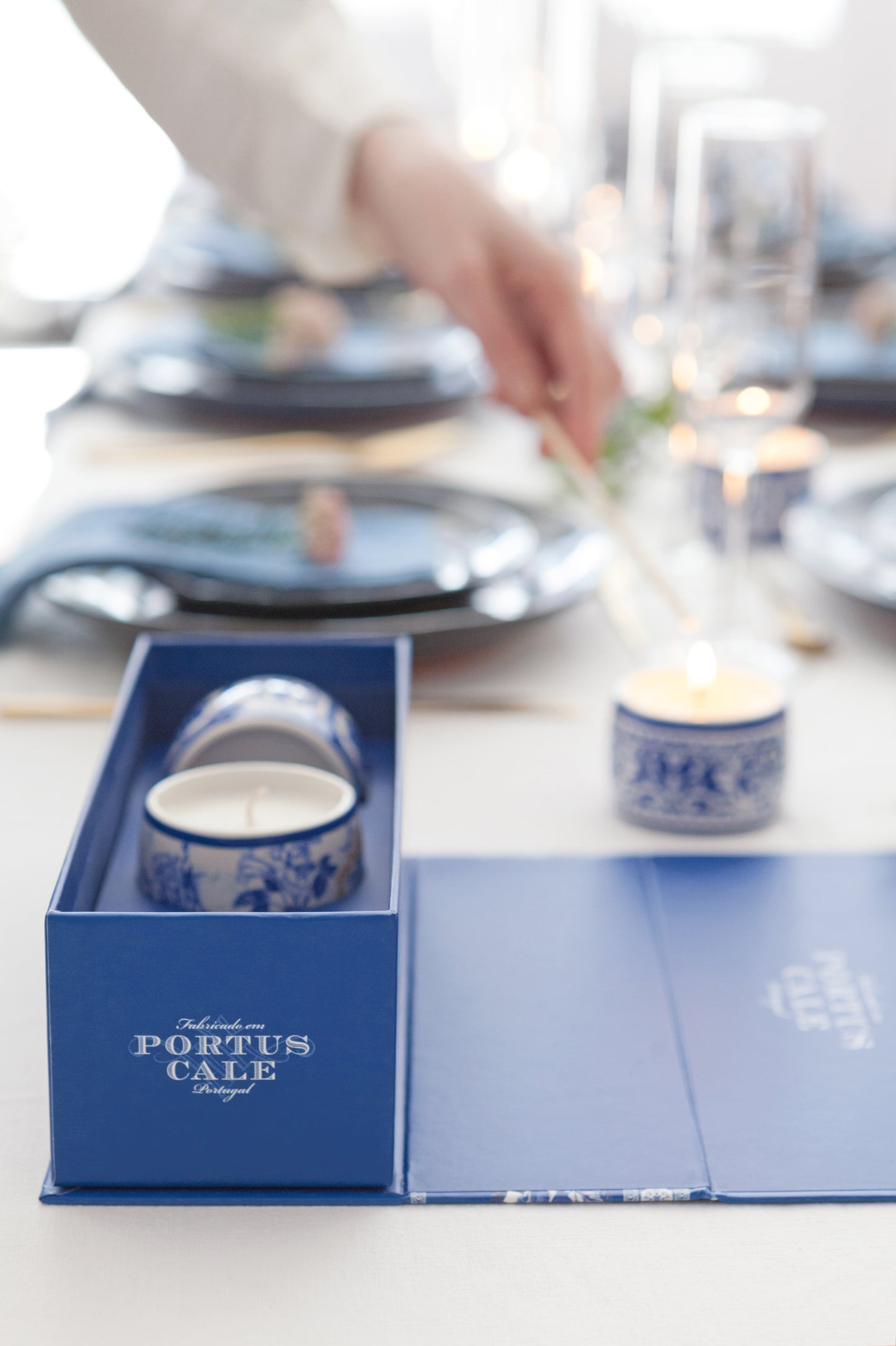 Portus Cale, Gold & Blue Aromatic Candle set, 3 x 70g