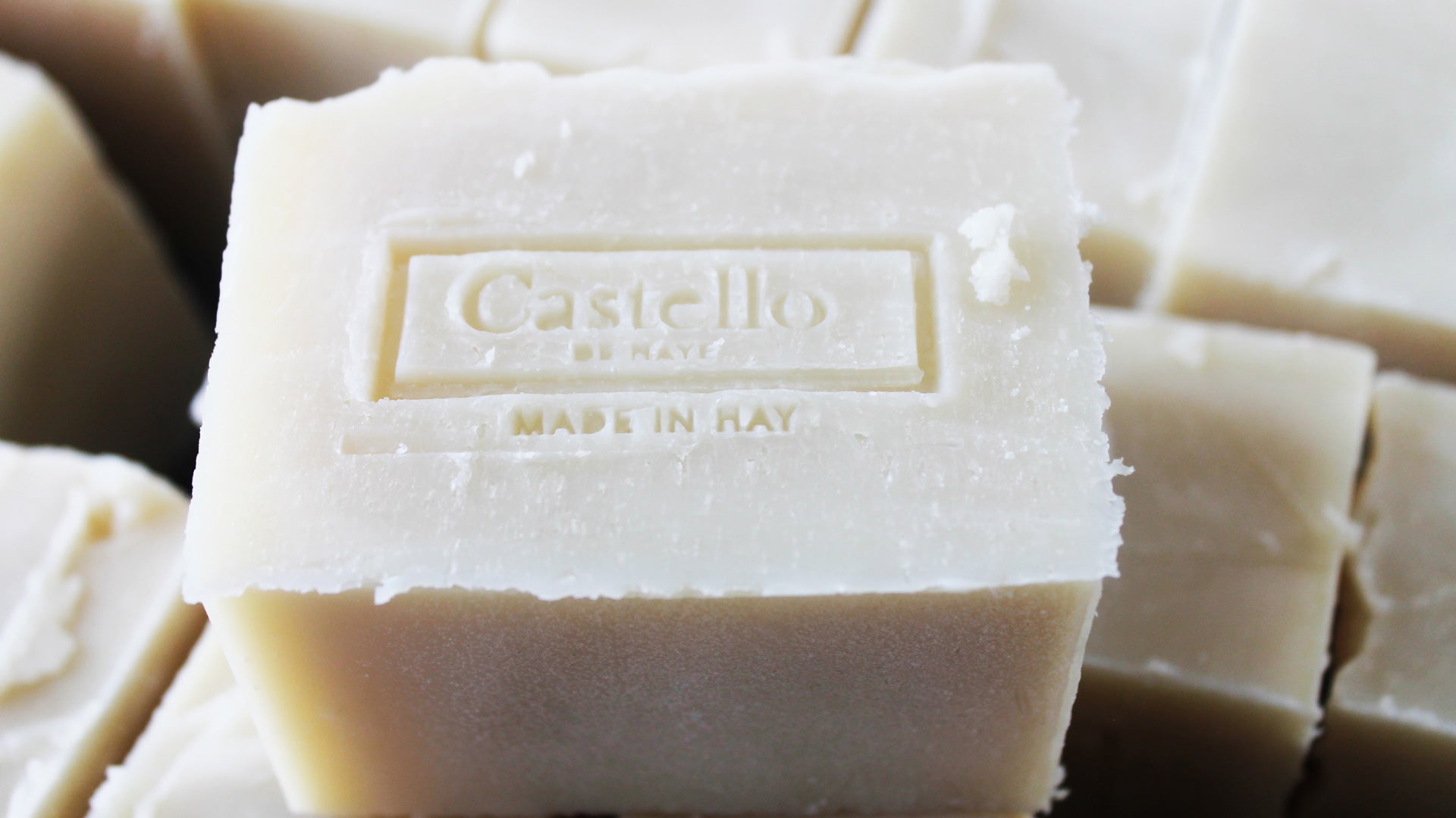 Bar of Castello soap with the brand name visible
