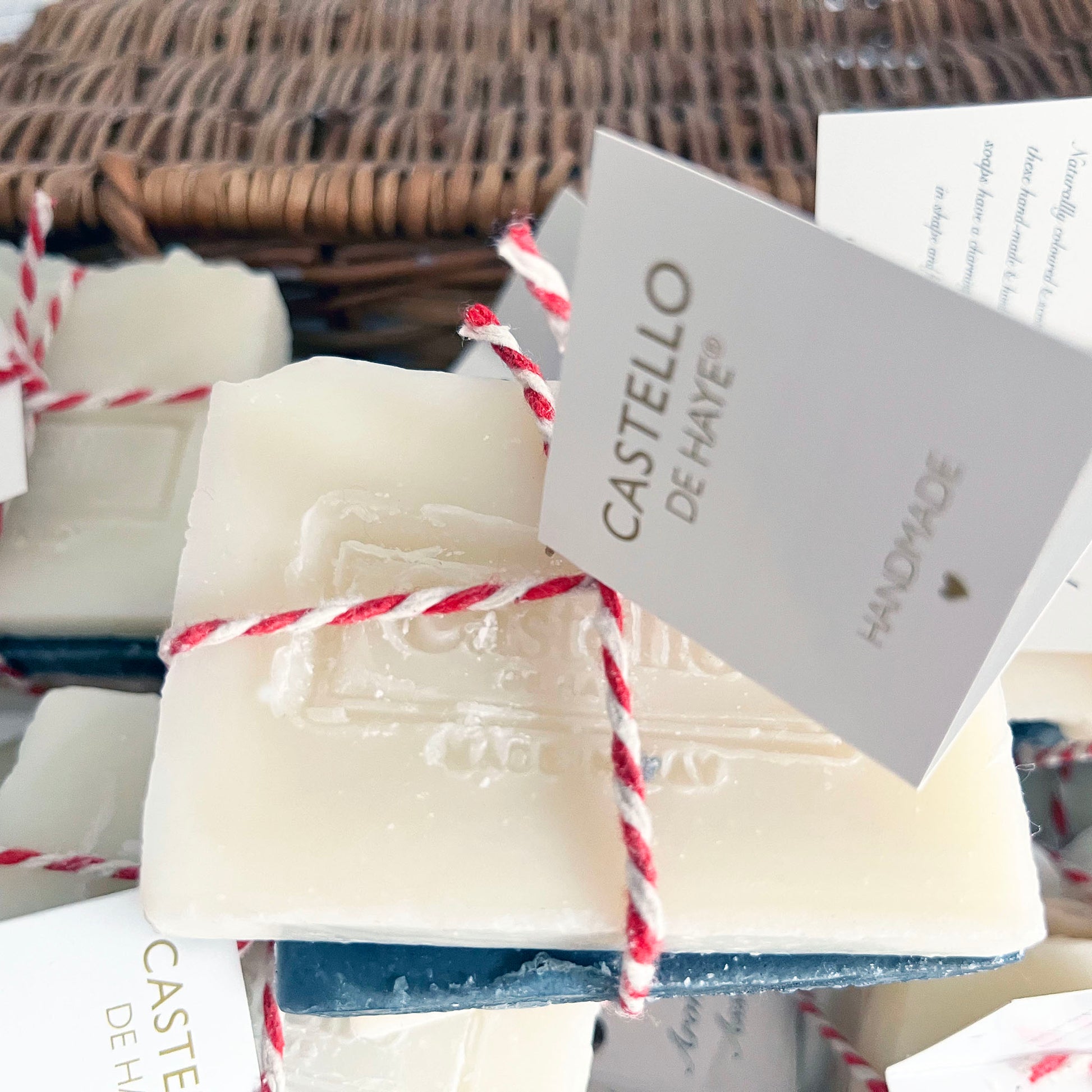 Mixed bundles of Castello de Haye Soap in a basket